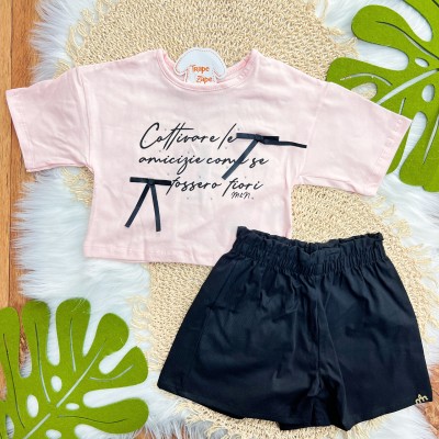 Conj. Blusa Cattivare e Short - Rose e Preto